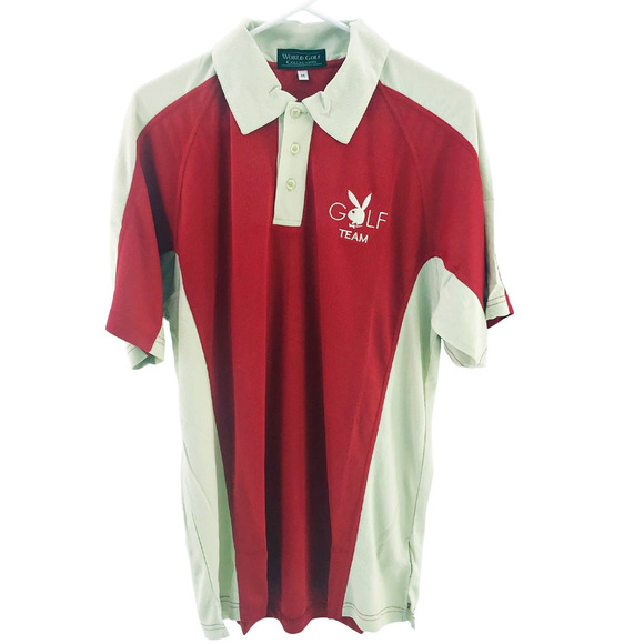 NEW Playboy Golf Polo Shirt Rust Red Tan Moisture Wick Quick Dry Breathable - Picture 1 of 4